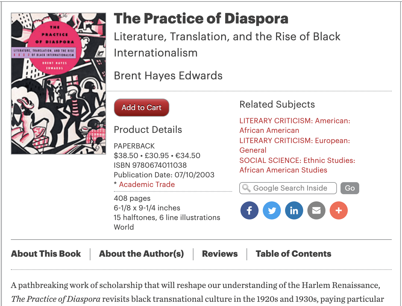 Article de Abdoulaye Gueye en 2005 suite à la parution du livre The practice of Diaspora de Brent Hayes Edwards
