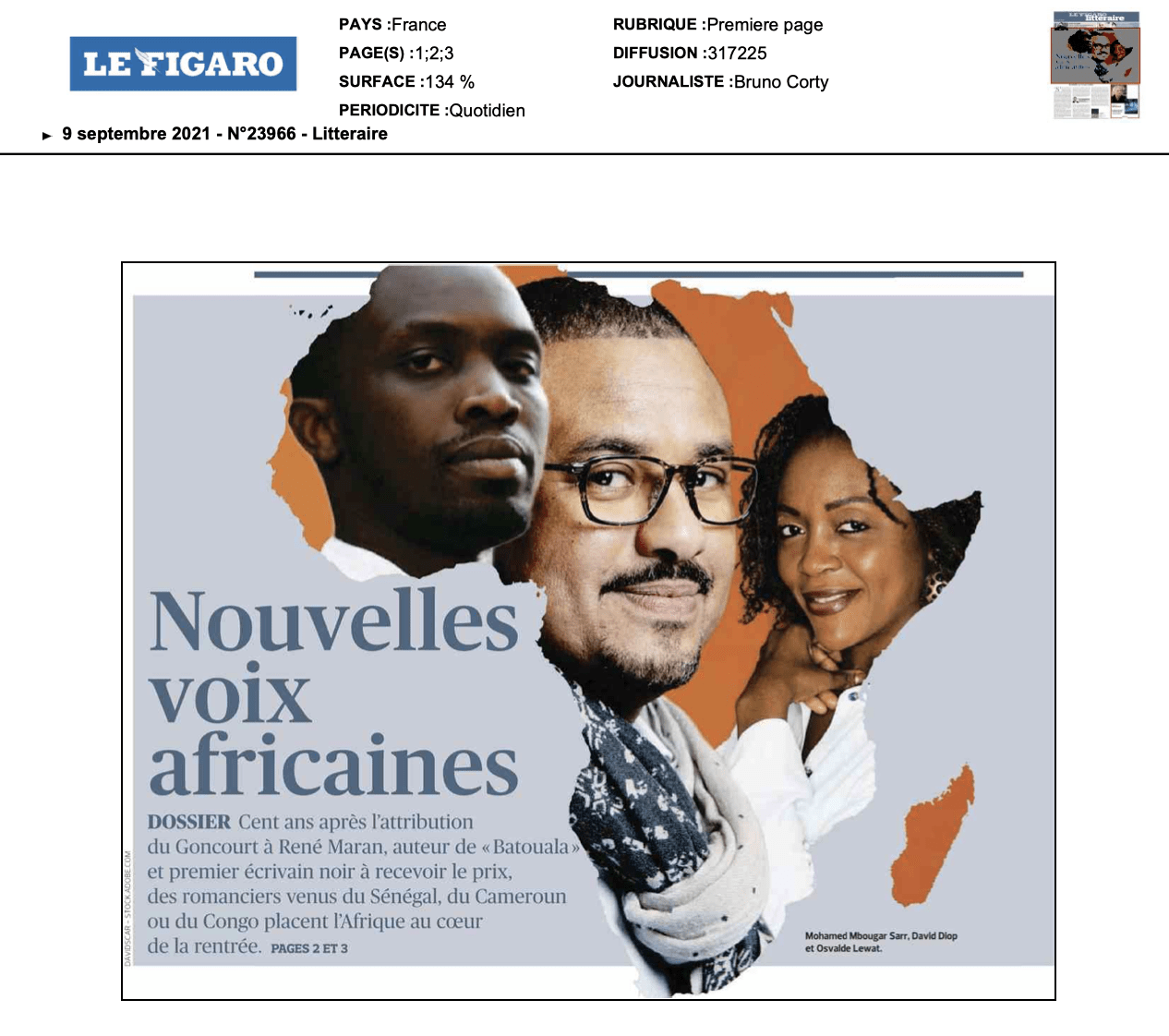 Les nouvelles voix africaines : Le Figaro littéraire du 9 septembre 2021